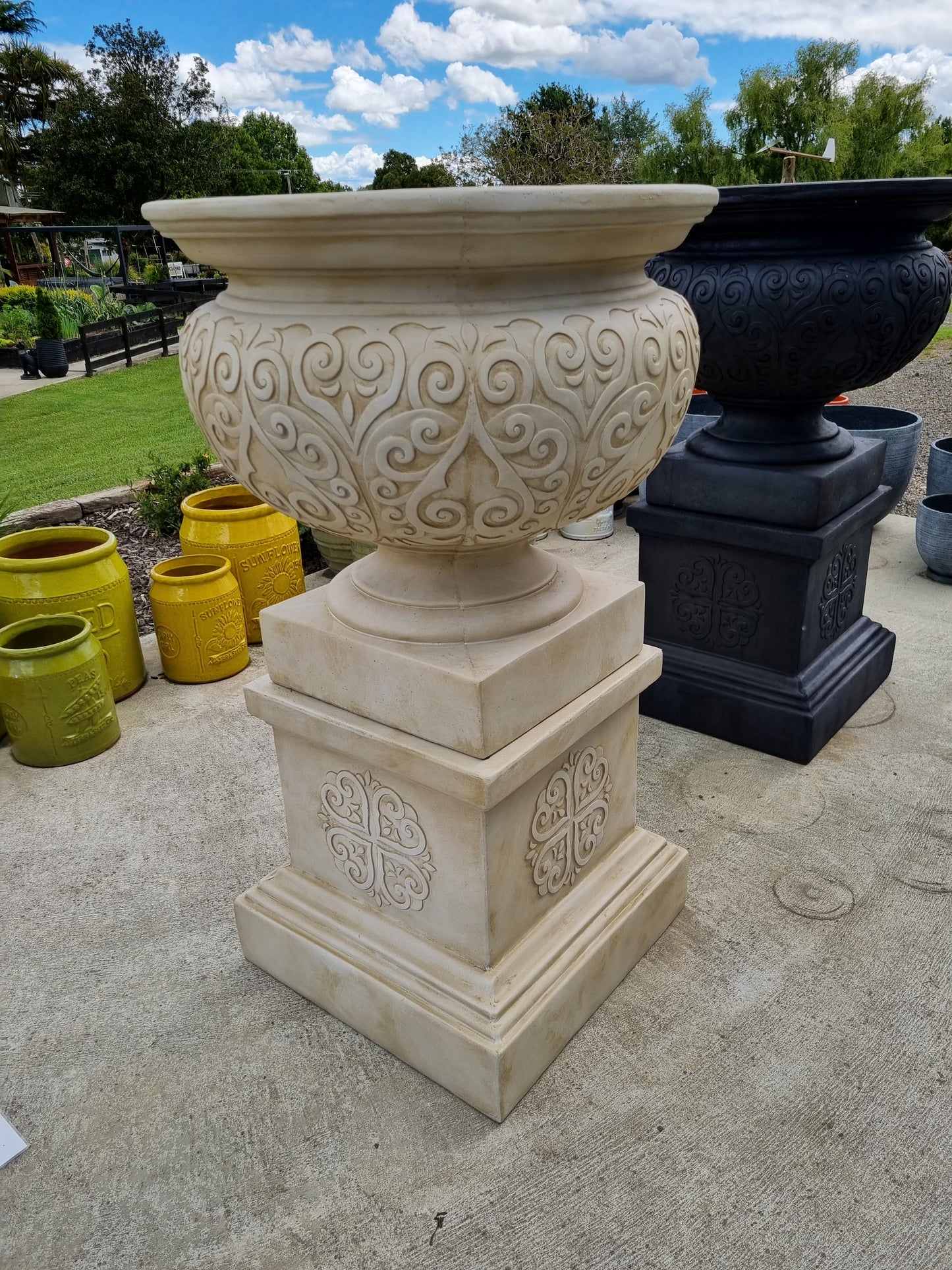 Renaissance Urn and Pedestal - Sandstone