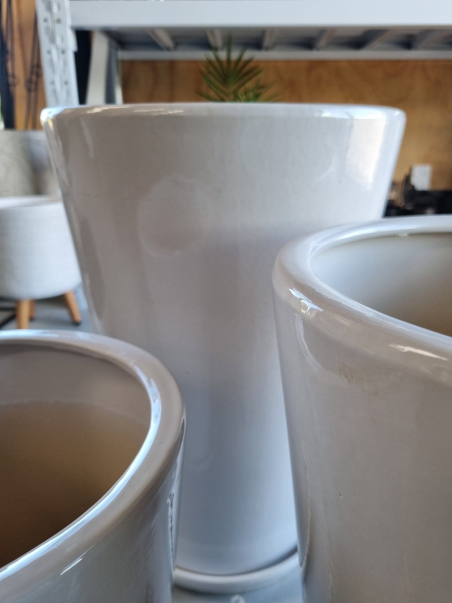 Venetian Cone and Saucer Pots - WHITE