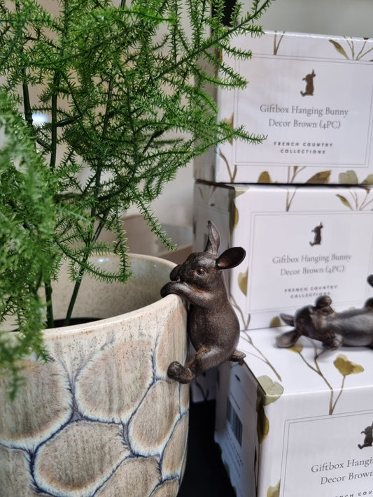 Rabbit Pot Ornament - Dark Brown