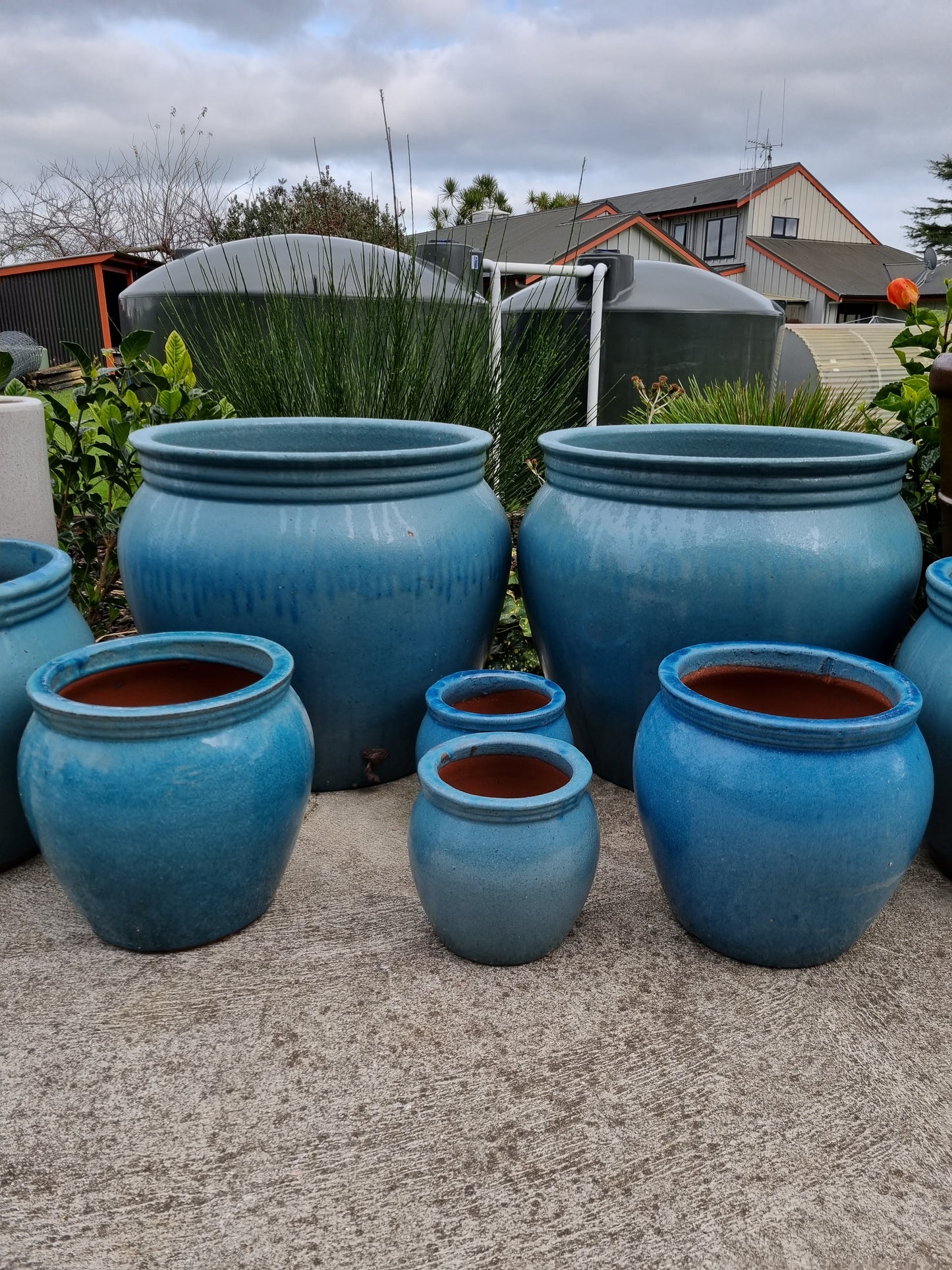 Acid Blue Olive Pots
