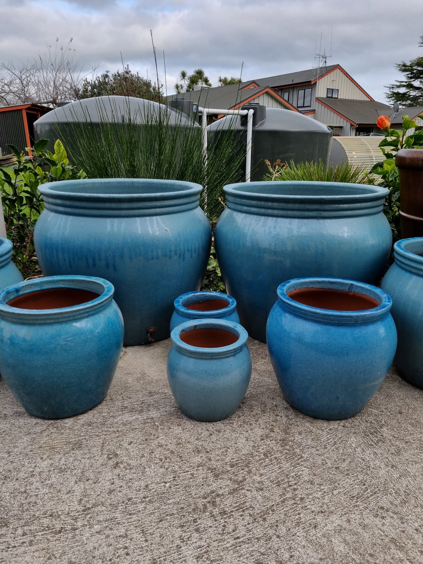Acid Blue Olive Pots