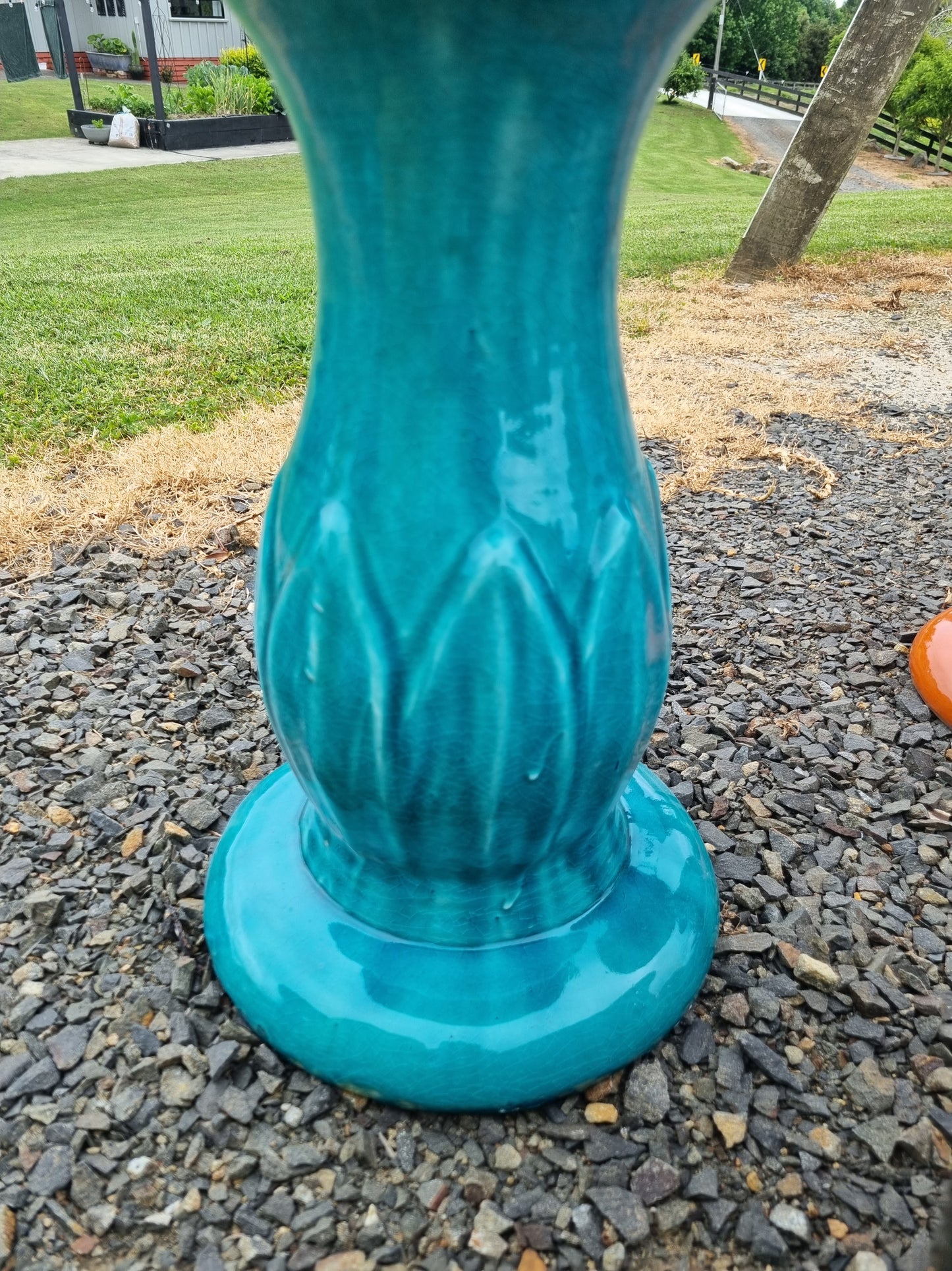 Turquoise Tulip Bird Bath