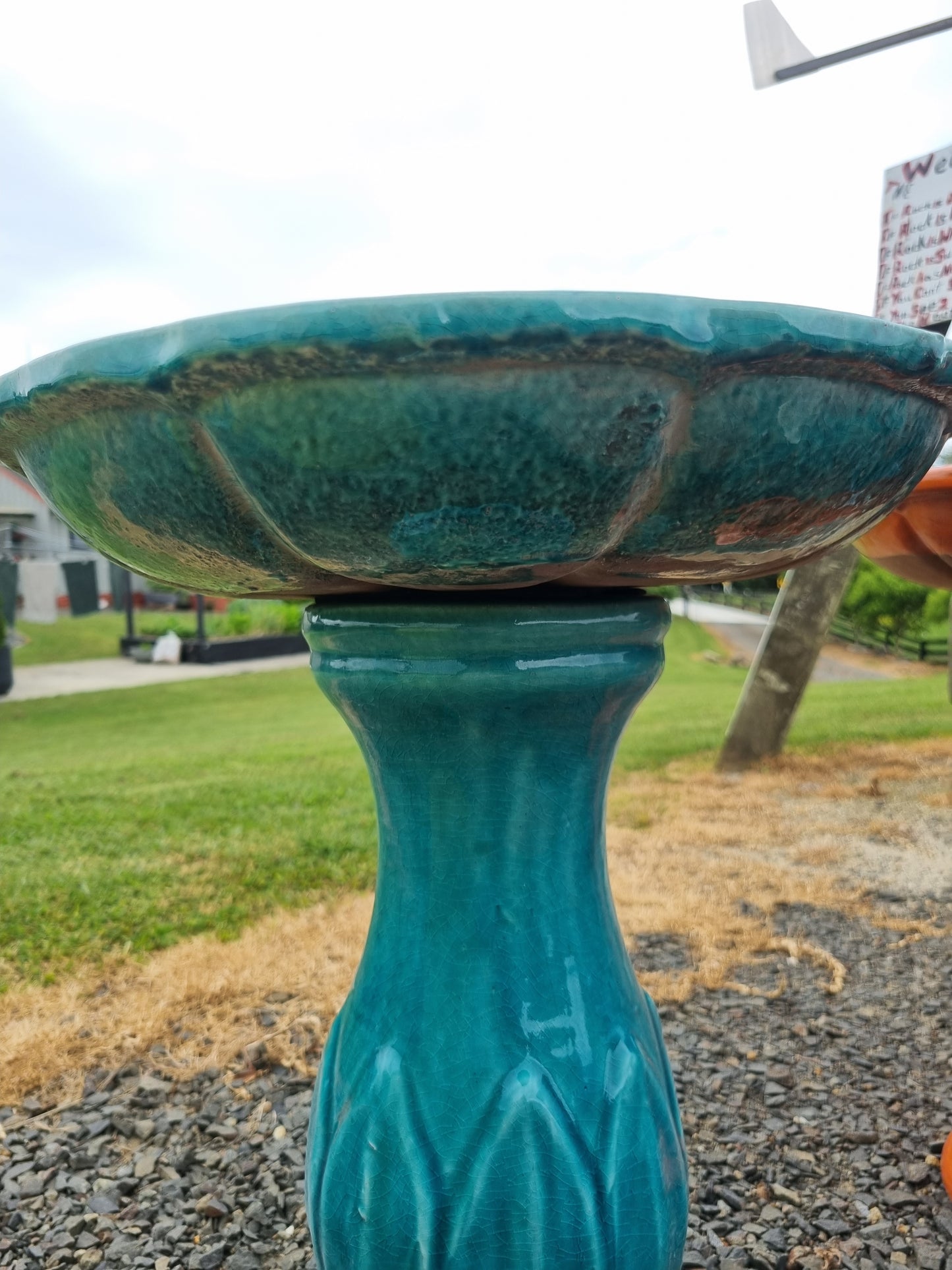 Turquoise Tulip Bird Bath