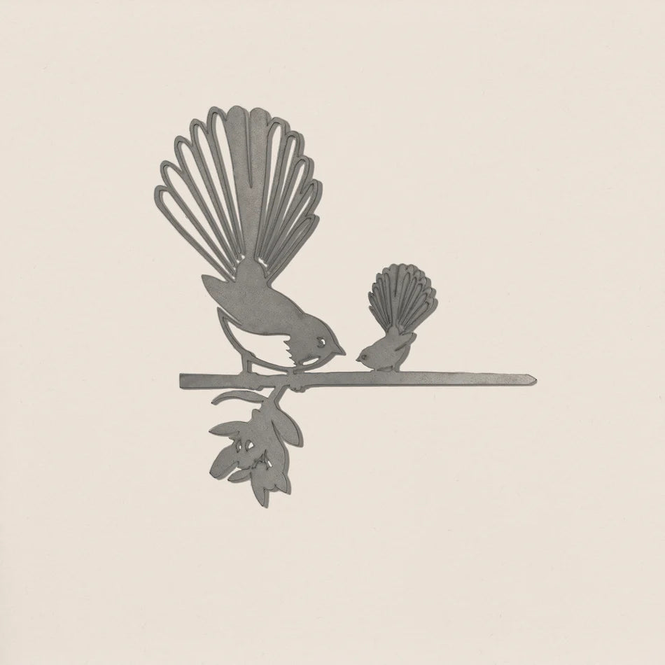 Metal Bird - Piwakawaka (Fantail) and Baby X-Large