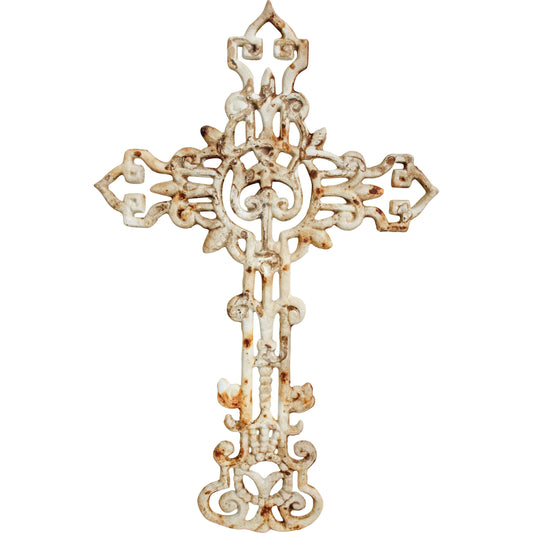 Vintage White Cast Iron Wall Cross