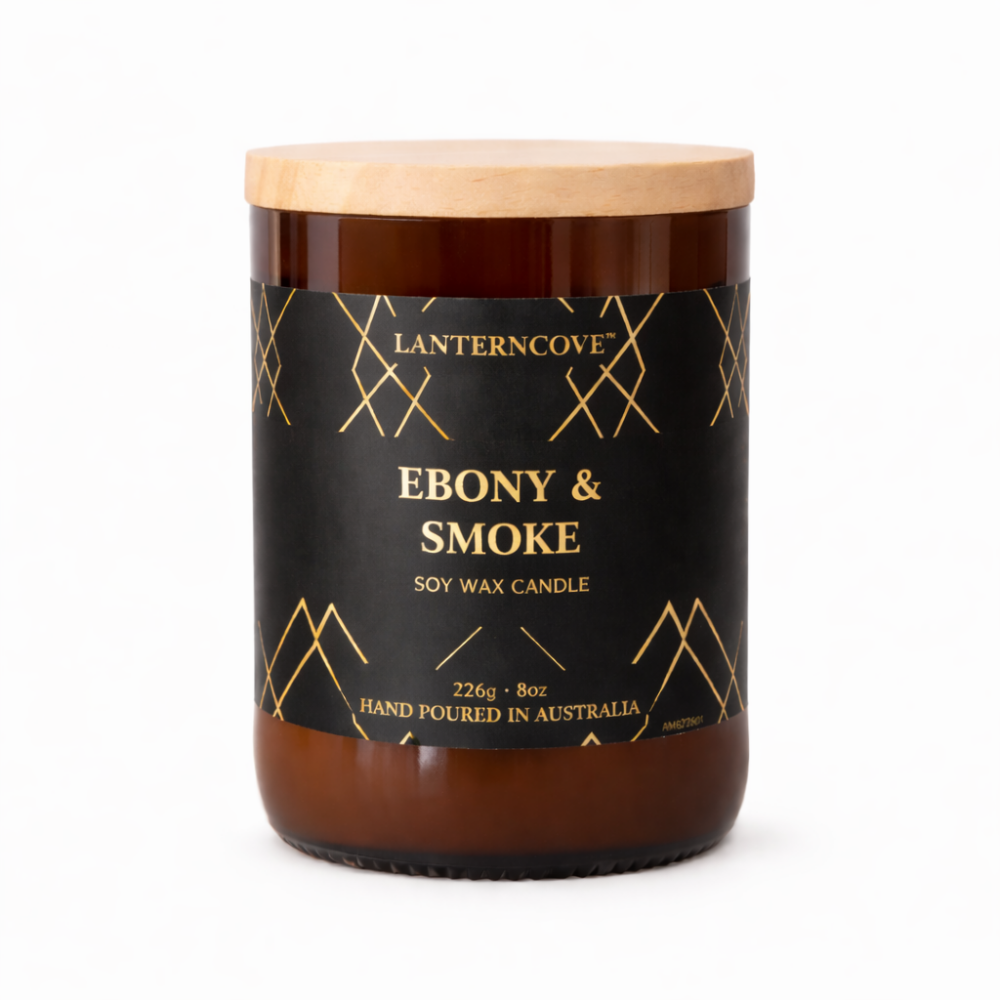 Lanterncove AMBERESQUE - Ebony & Smoke 226G Candle