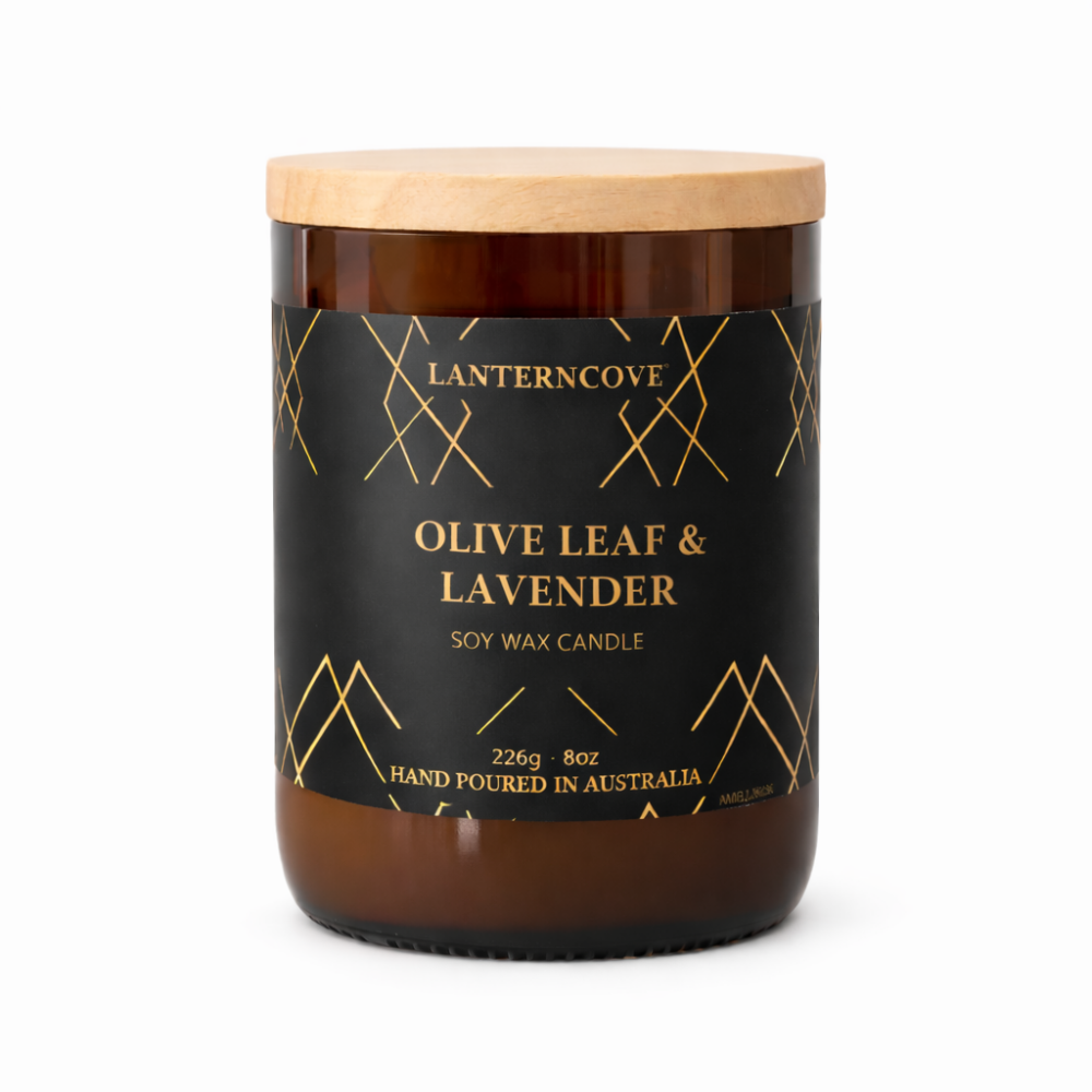 Lanterncove AMBERESQUE - Olive Leaf & Lavender 226G Candle