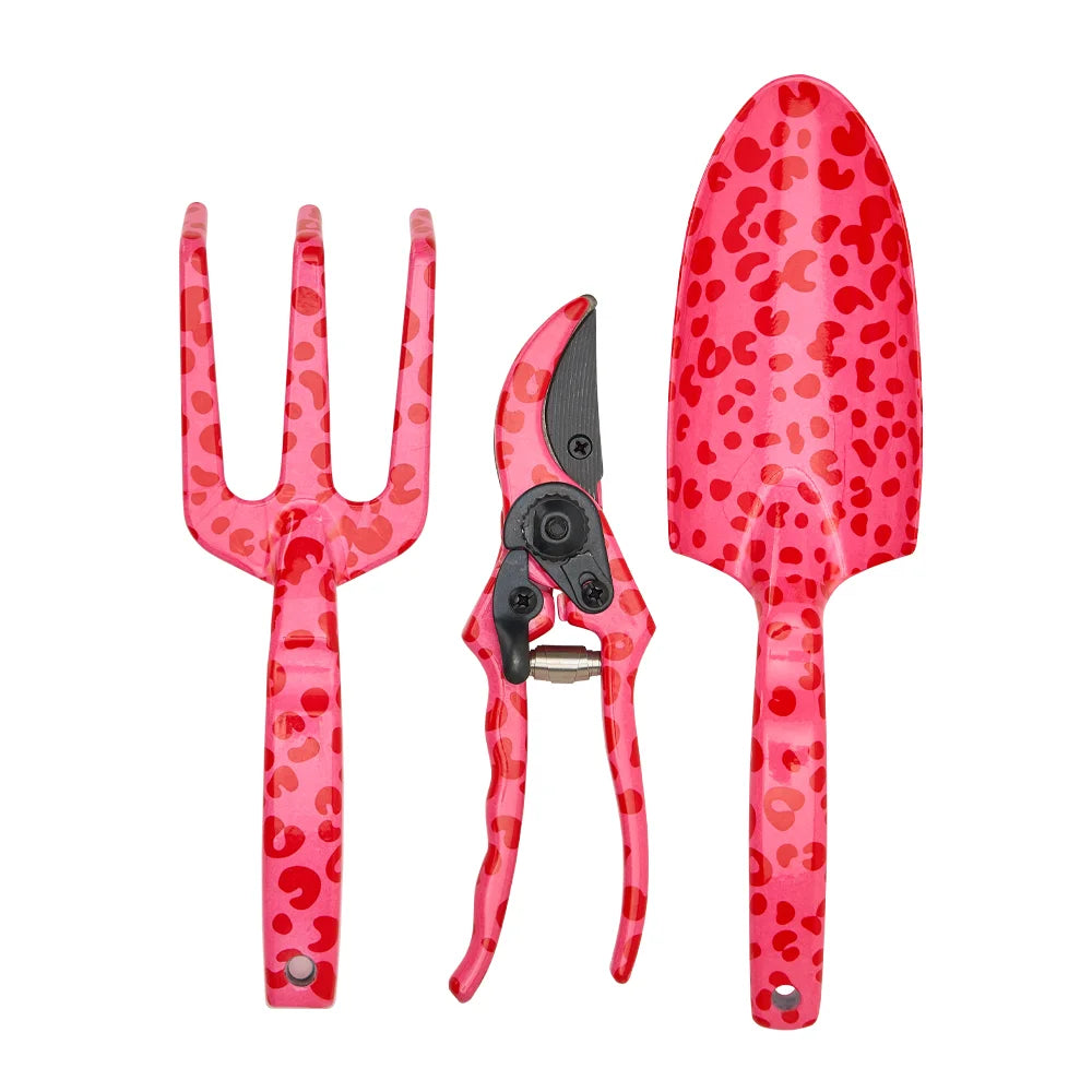 Garden Tool Set 3pcs - Cheetah Spot Pink