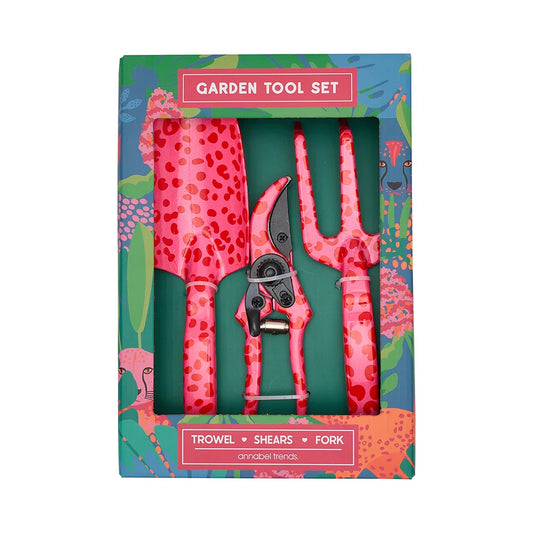 Garden Tool Set 3pcs - Cheetah Spot Pink