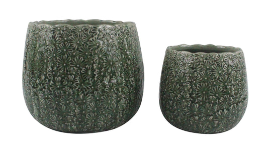 Grace Drum Pots - Green