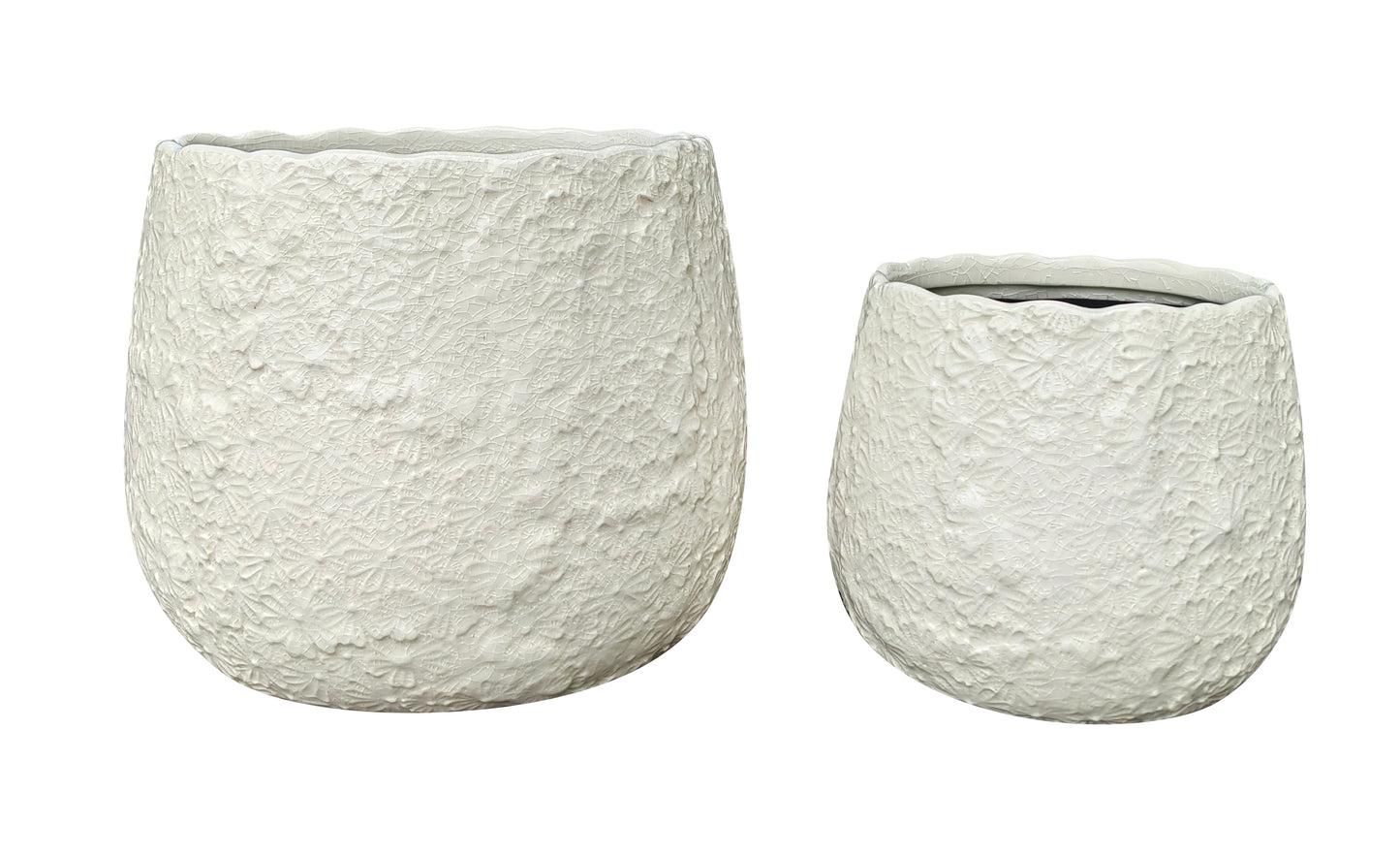 Grace Drum Pots - White