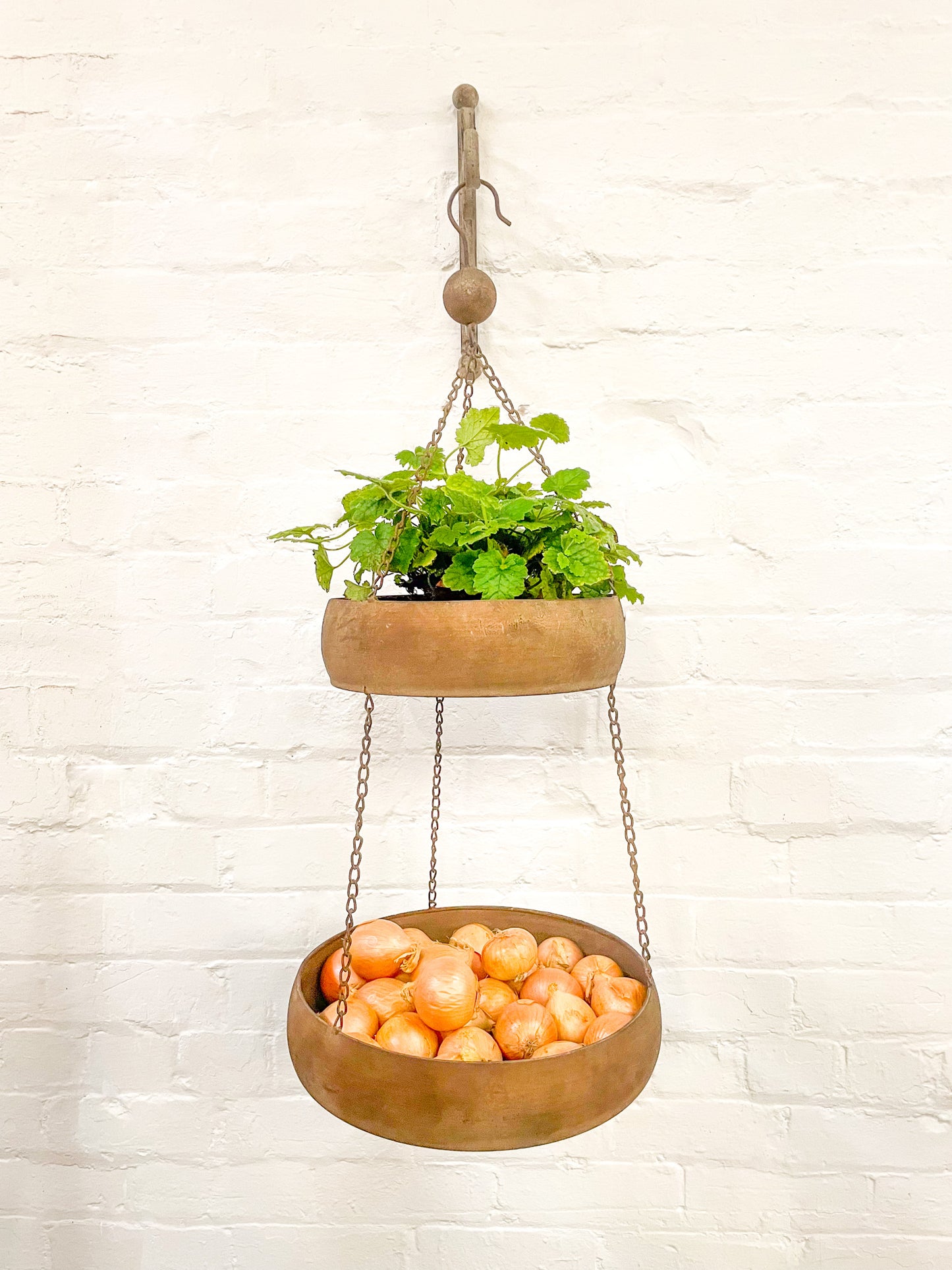 Vintage Metal Double Hanging Bowls