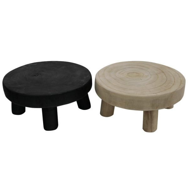 Wooden Round Mini Pedestal - Natural