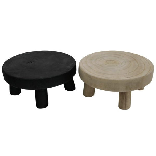 Wooden Round Mini Pedestal - Natural