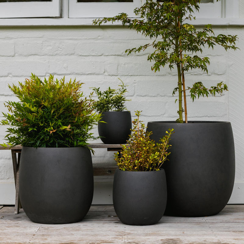 Satine Drum Pot - Smooth Black