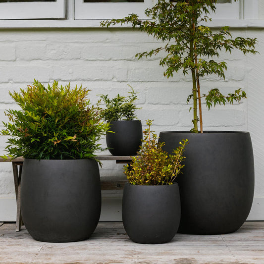 Satine Drum Pot - Smooth Black