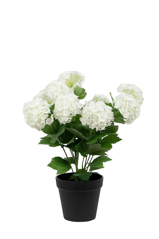 Faux Snowball Potted Plant off White 40cm