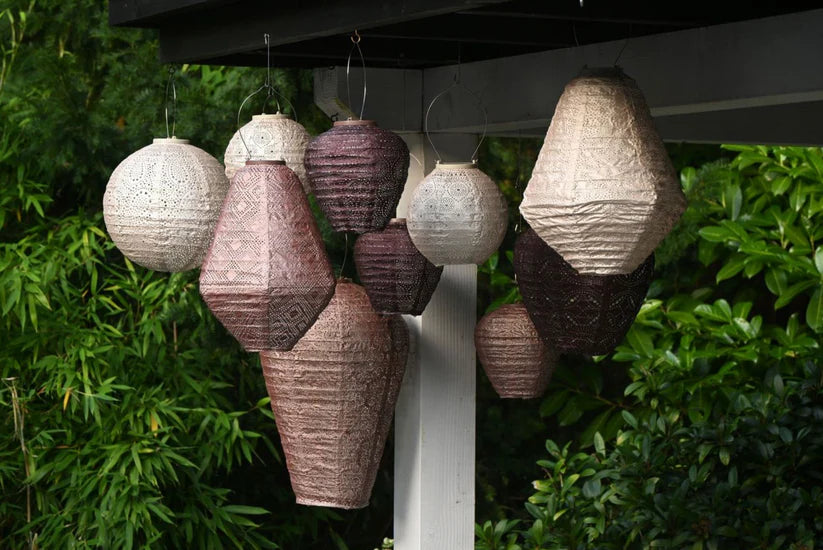 Lumiz Solar Lantern - Can 30cm Soft Blush Marrakesh