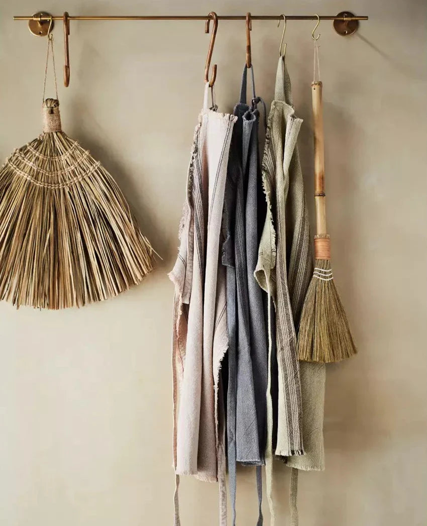 Madam Stoltz Striped Apron - Dark Grey