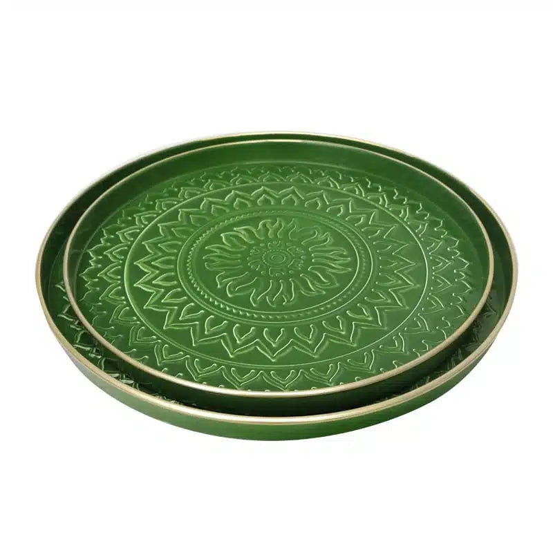 Aztec Metal Trays - Green