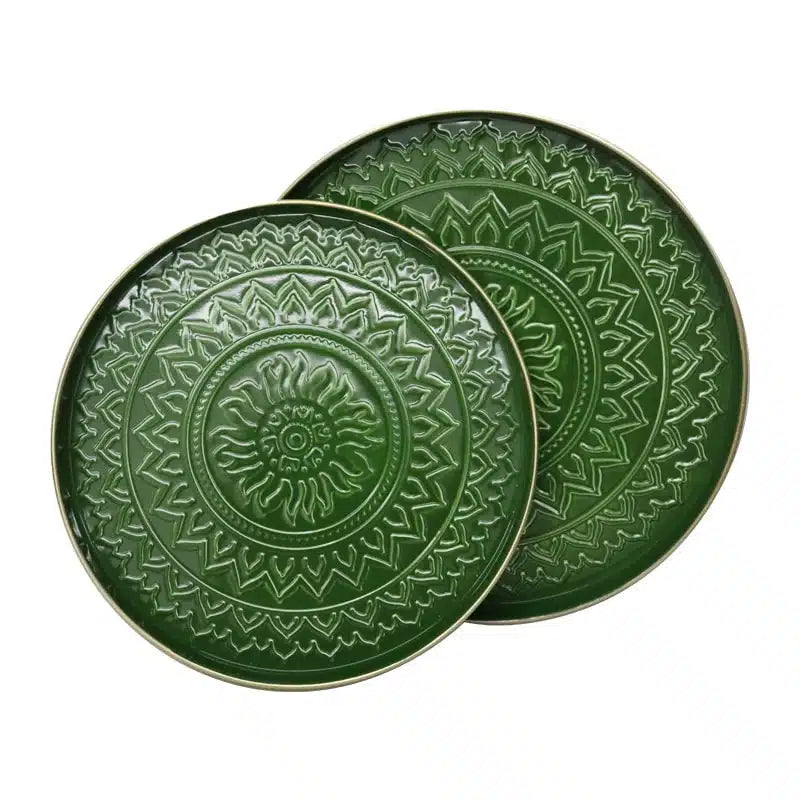 Aztec Metal Trays - Green