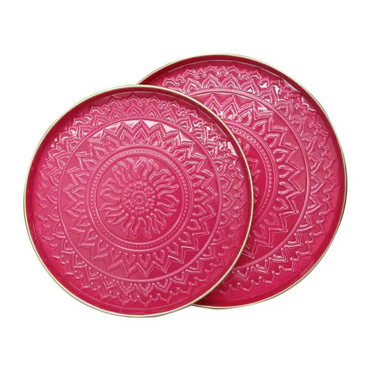 Aztec Metal Trays - Pink