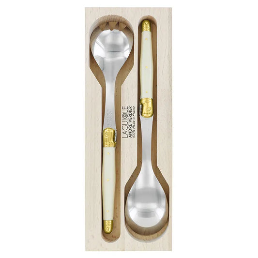 VERDIER Salad Servers - Ivory & Brass