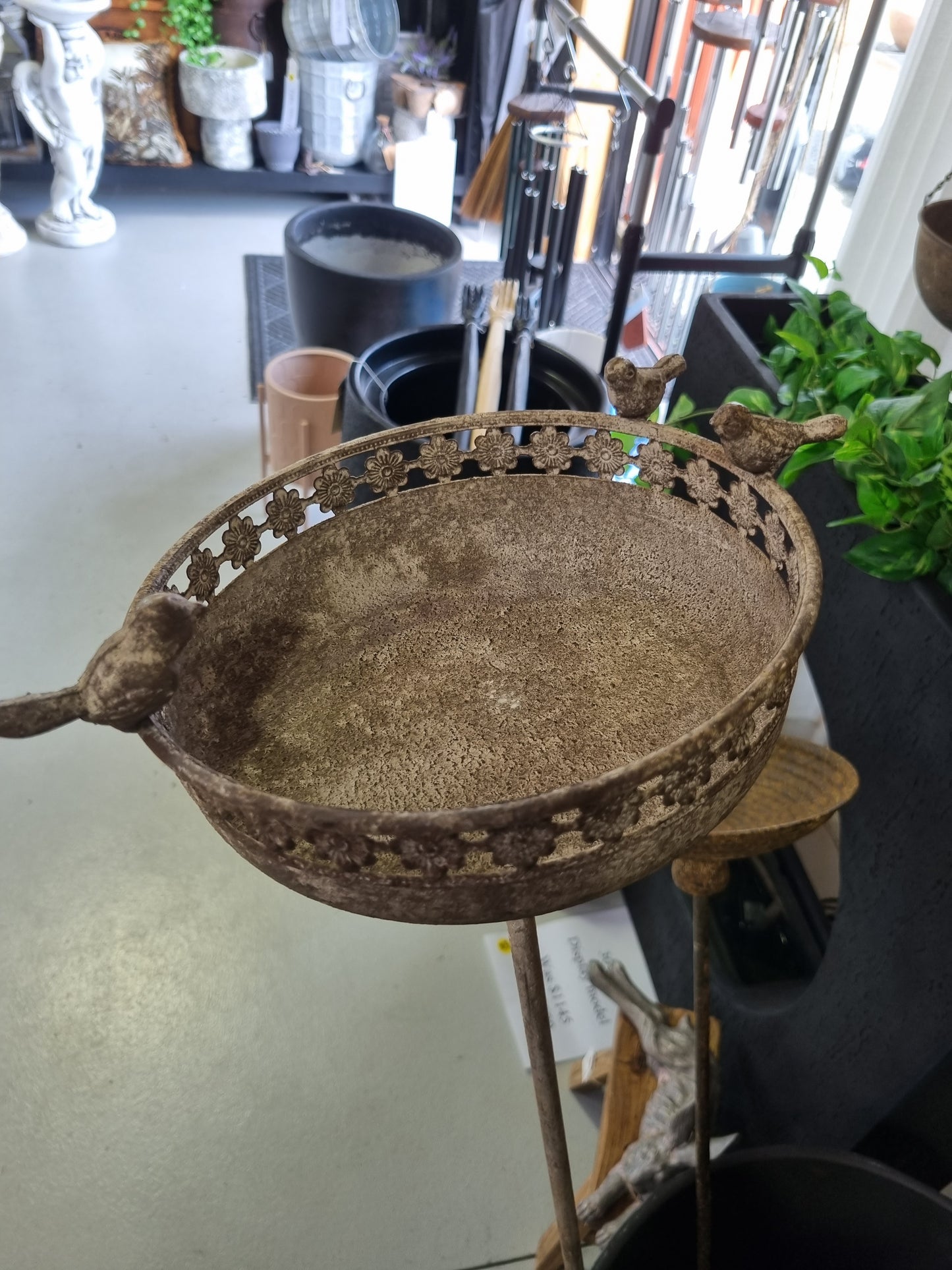 Antique Metal Bird Feeder Stake