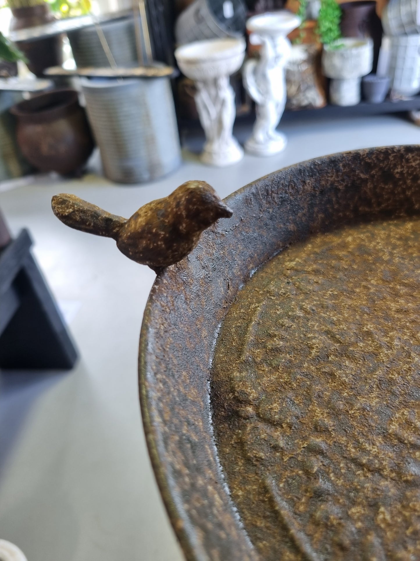 Rustic Metal Bird Plate Stake