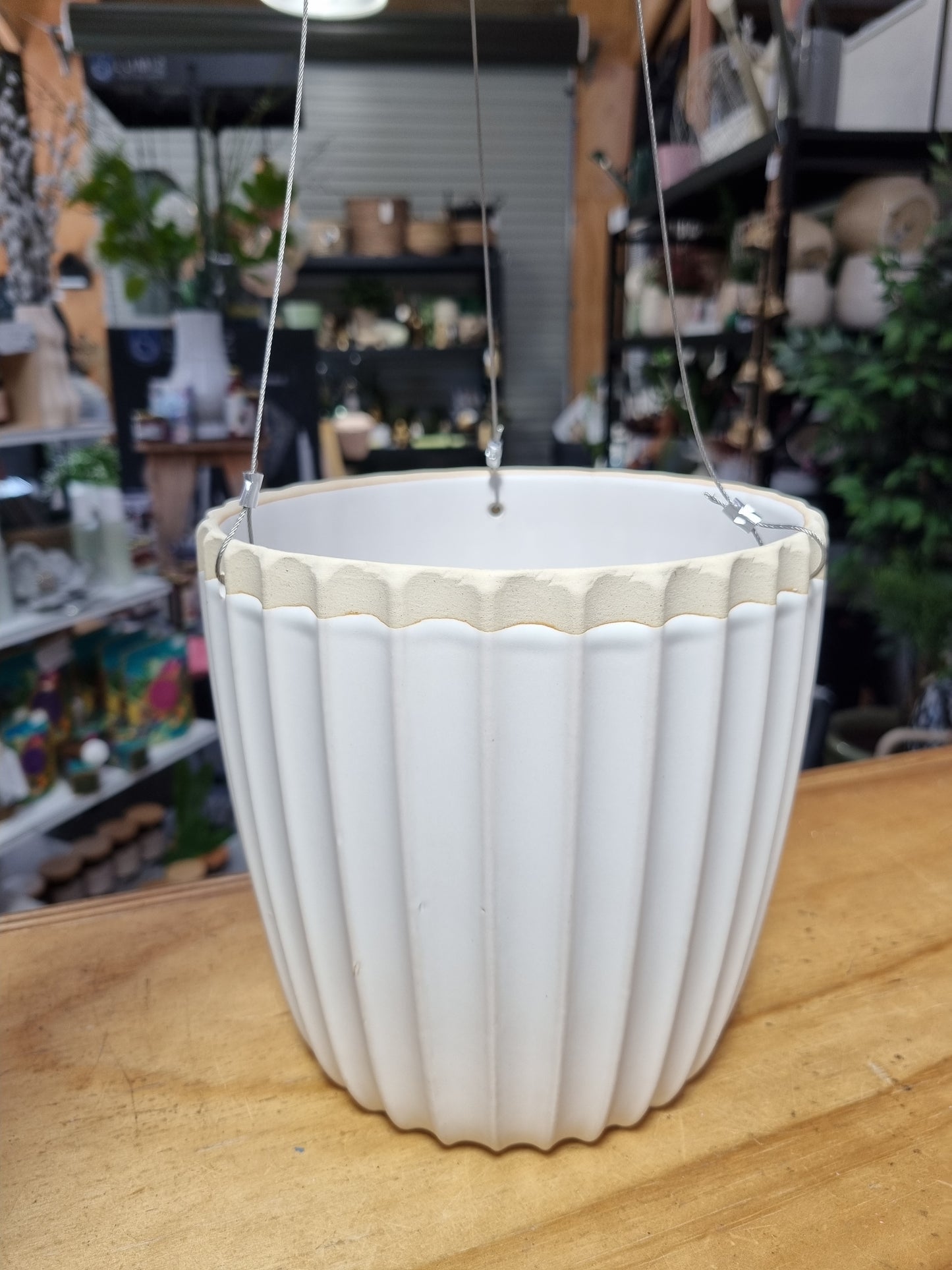 Ridge Hanging Planter - White