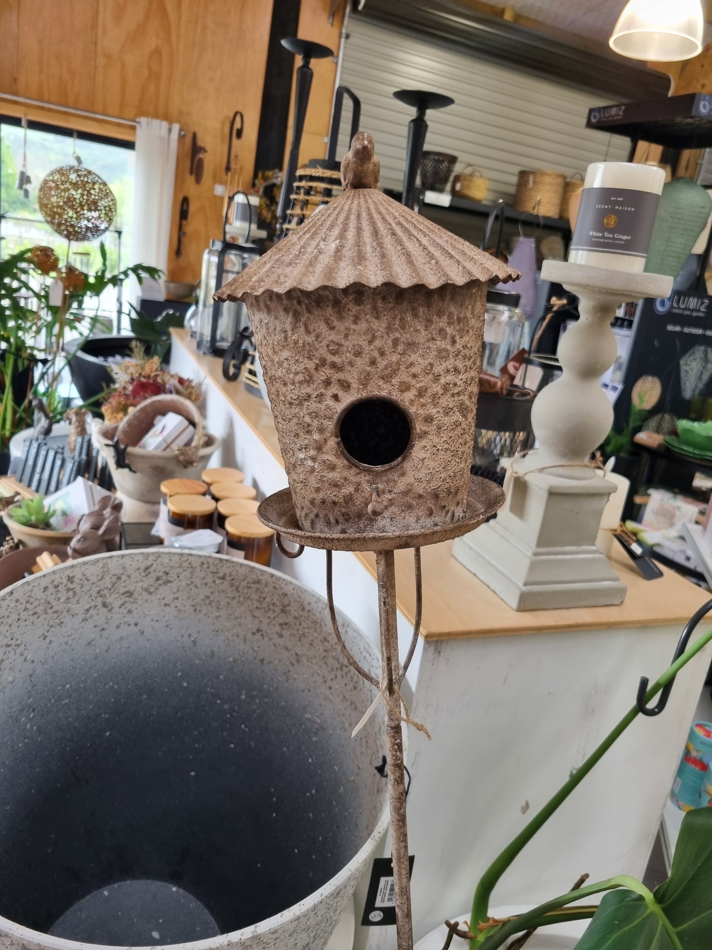 Antique Metal Bird House Stake