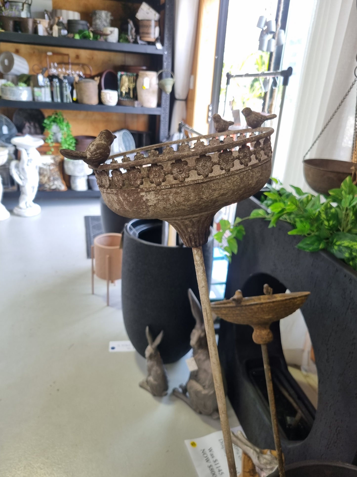 Antique Metal Bird Feeder Stake