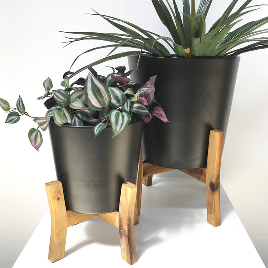 SUPERDEAL Jayda Planters with Stand - Black