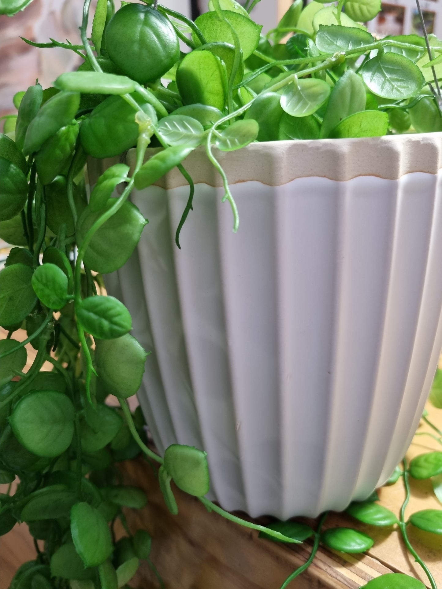 Ridge Hanging Planter - White