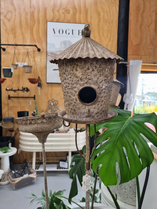 Antique Metal Bird House Stake