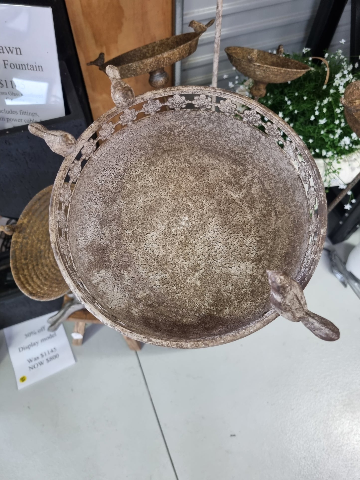 Antique Metal Bird Feeder Stake