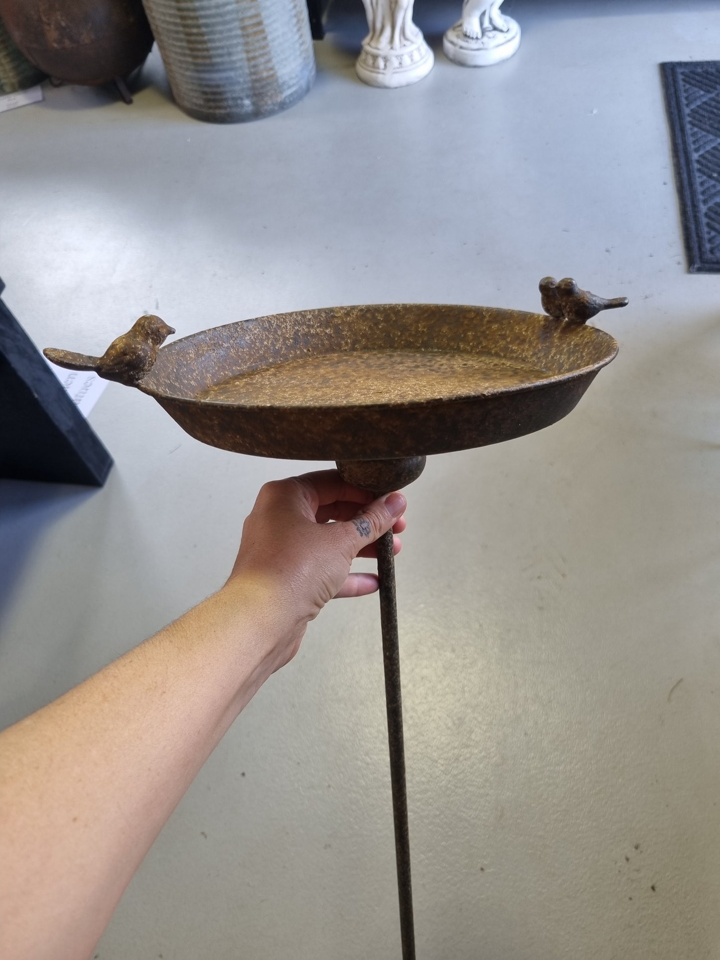 Rustic Metal Bird Plate Stake