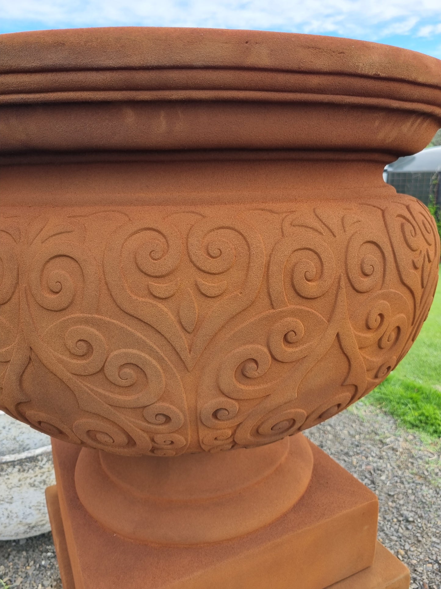 Renaissance Urn and Pedestal - Rust