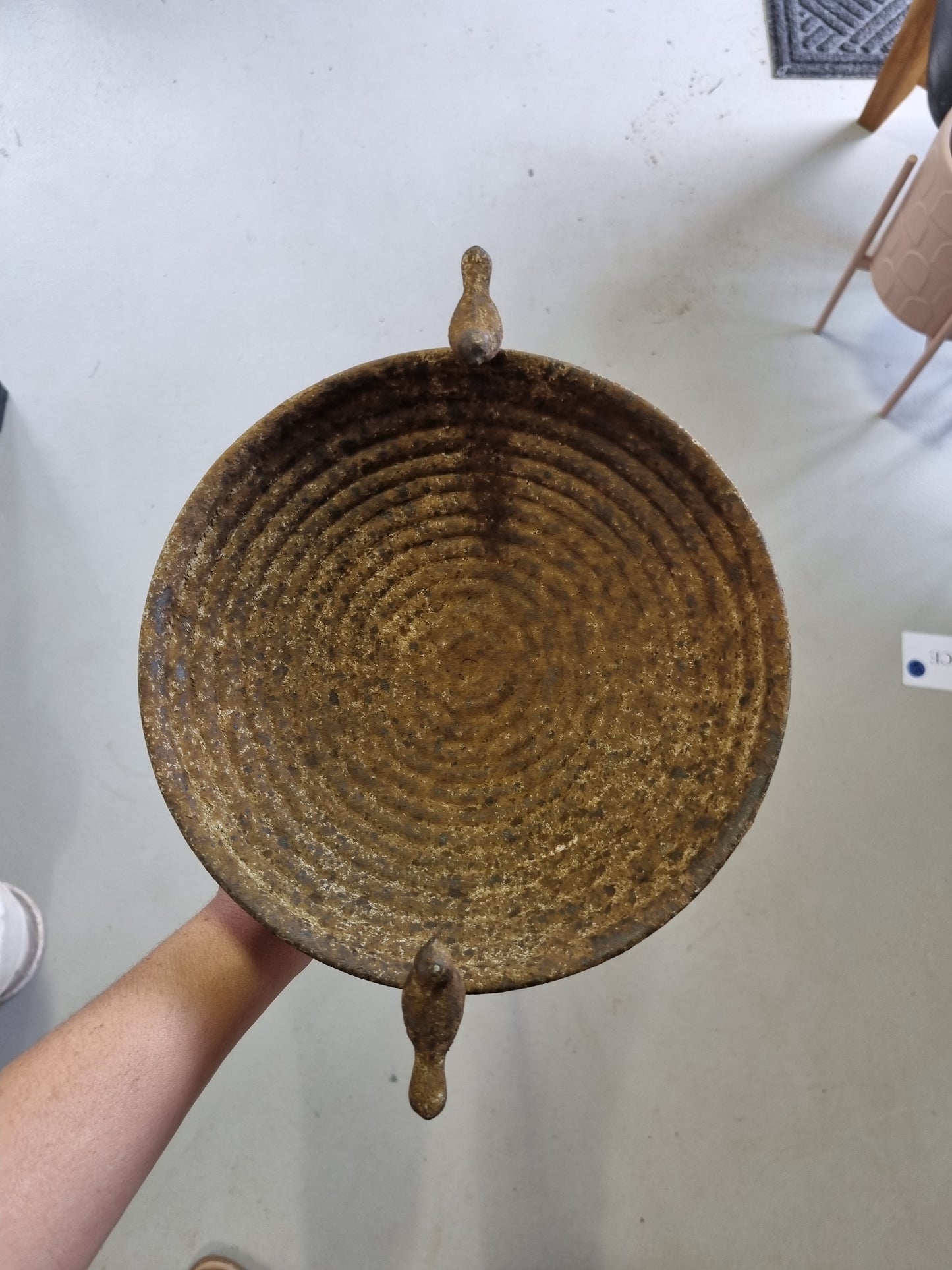 Rustic Metal Bird Bowl Stake