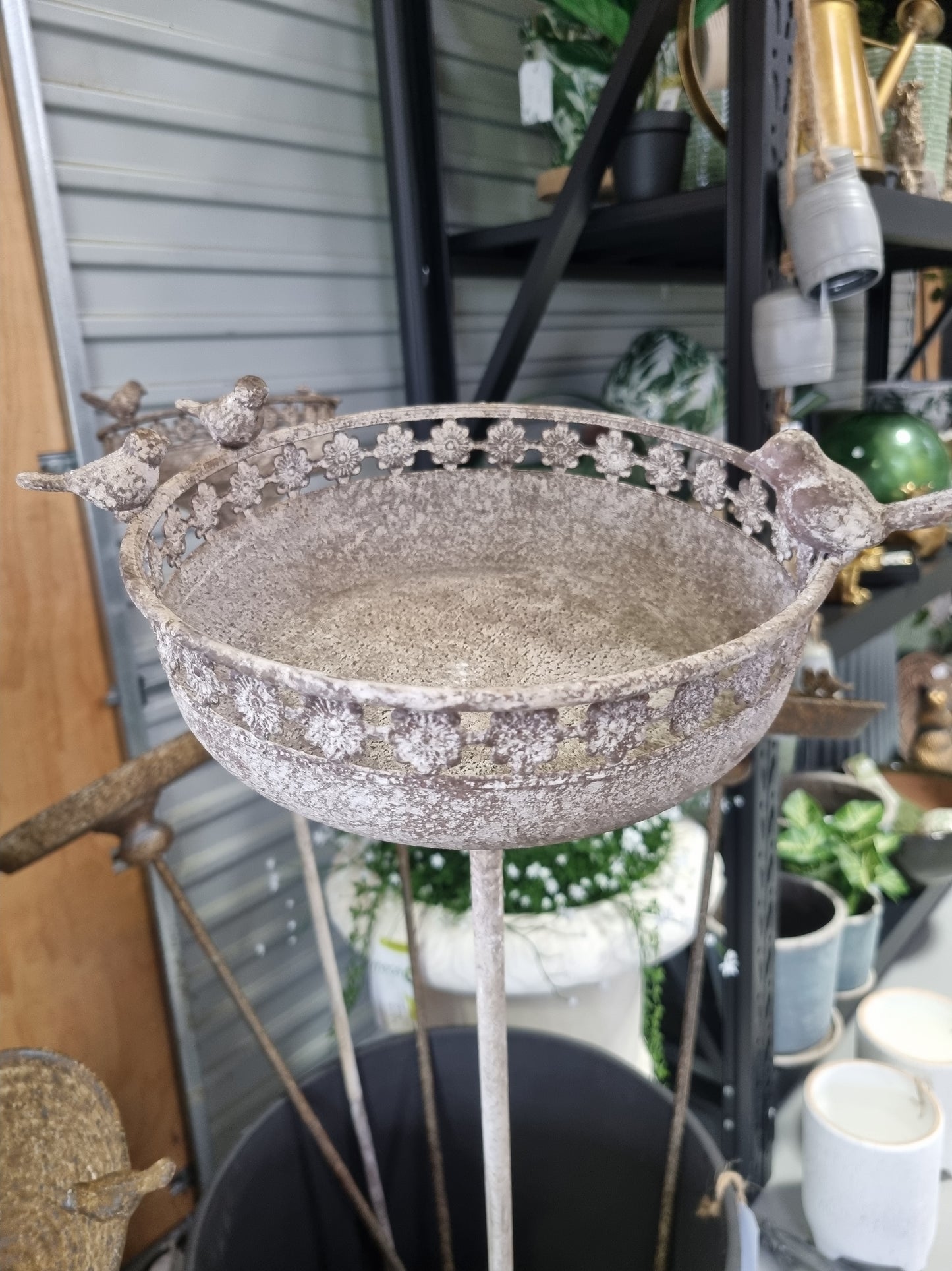 Antique Metal Bird Feeder Stake