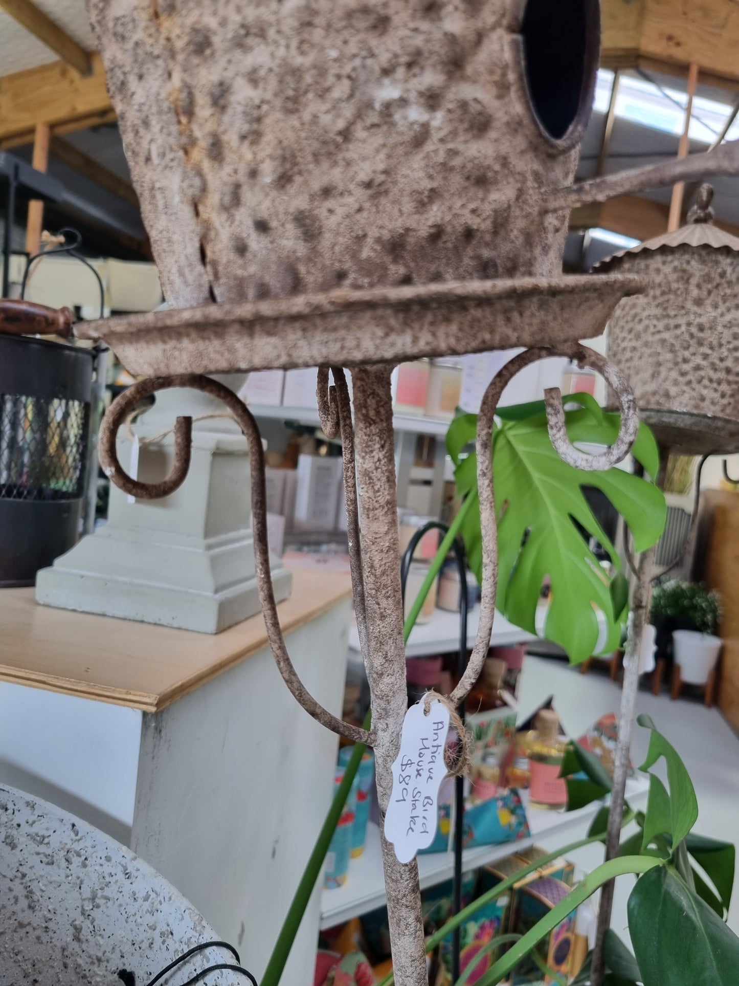 Antique Metal Bird House Stake