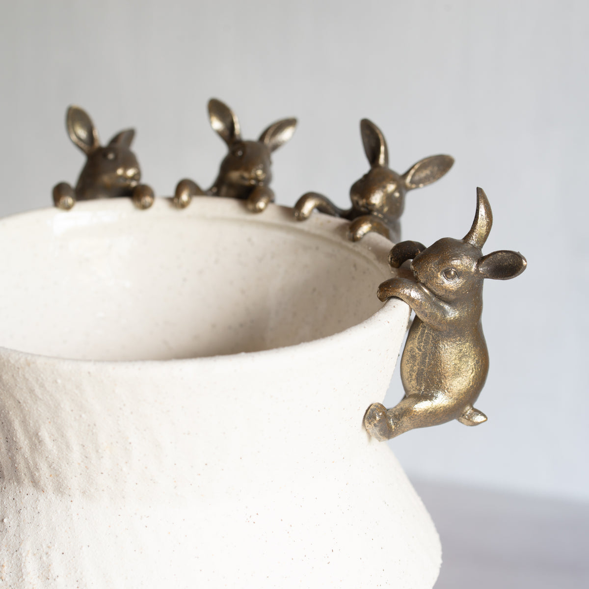 Rabbit Pot Ornament - Gold / Bronze