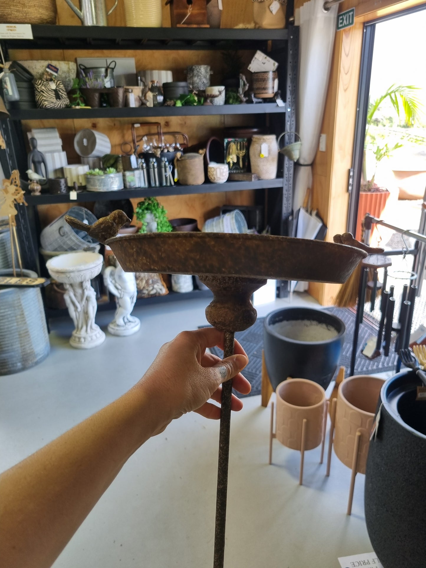 Rustic Metal Bird Plate Stake