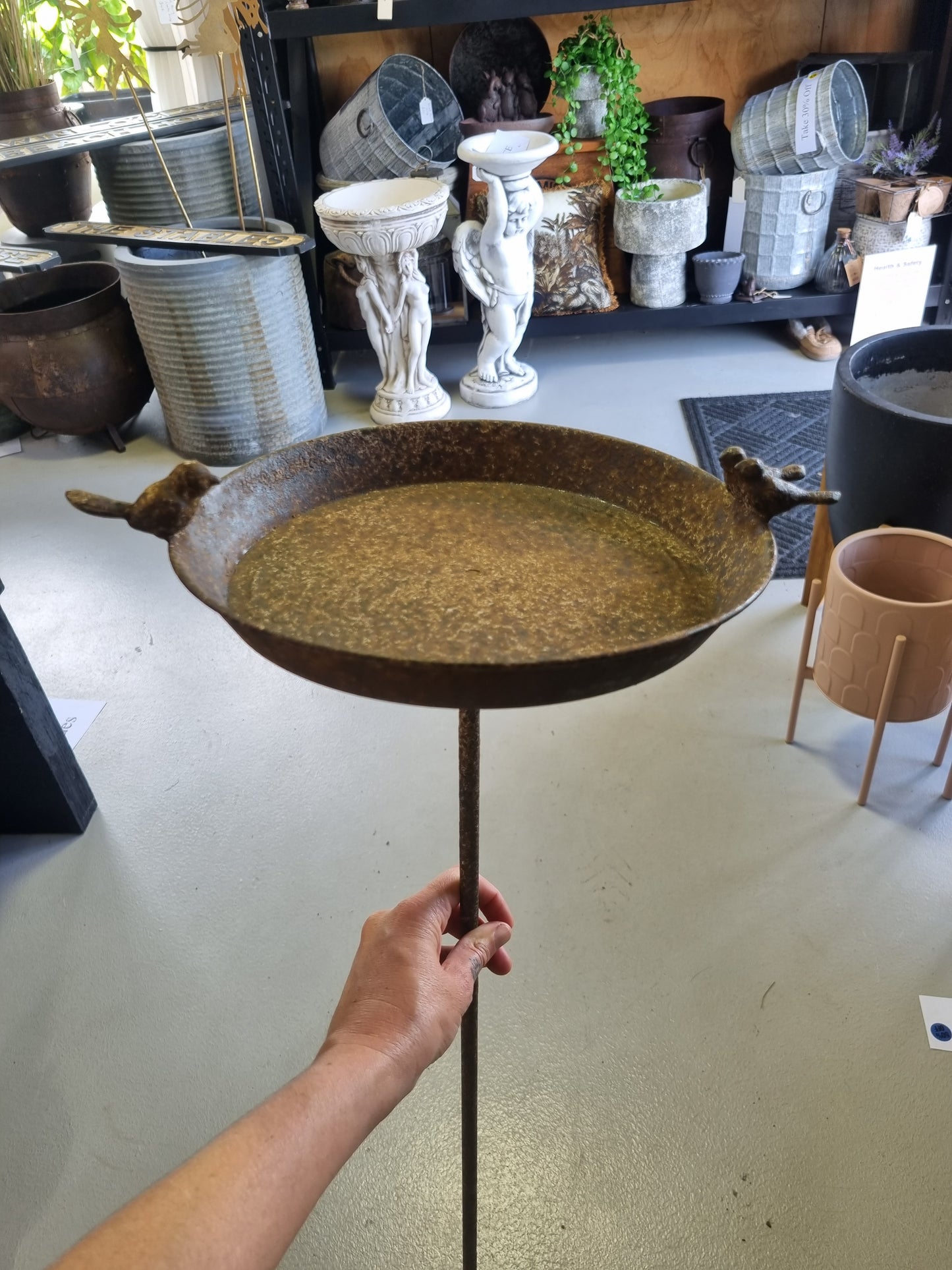 Rustic Metal Bird Plate Stake