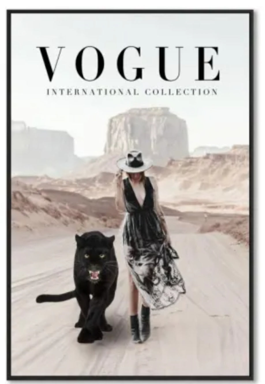 Vogue Black Panther Framed Canvas