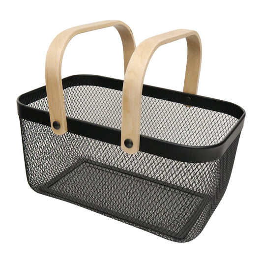 Mesh Harvest Basket with Handles - Black
