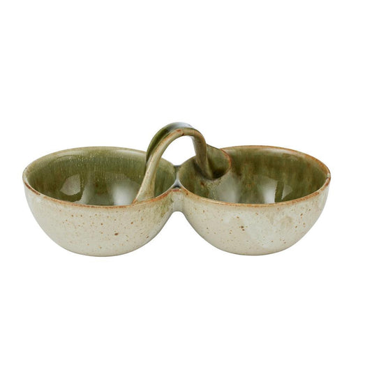 Urna Ceramic Double Bowl Olive