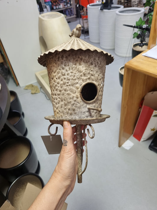 Antique Metal Bird House Stake
