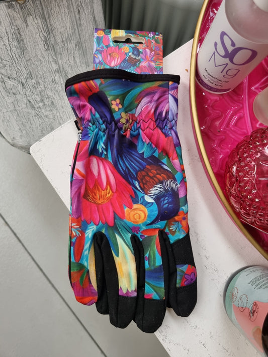 NZ Artist - Gardening Gloves (Pink Tui)