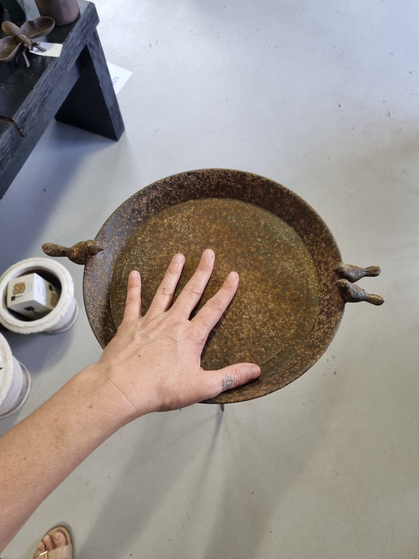 Rustic Metal Bird Plate Stake